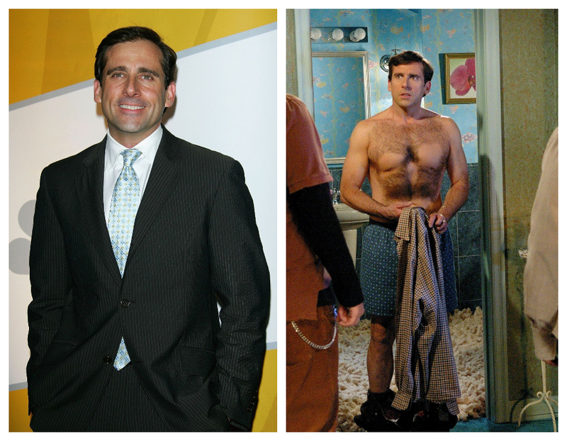 Steve Carell Waxed Off His Hair in 'The 40-Year-Old Virgin' | Getty Images Photo by Evan Agostini & Alamy Stock Photo by AJ Pics