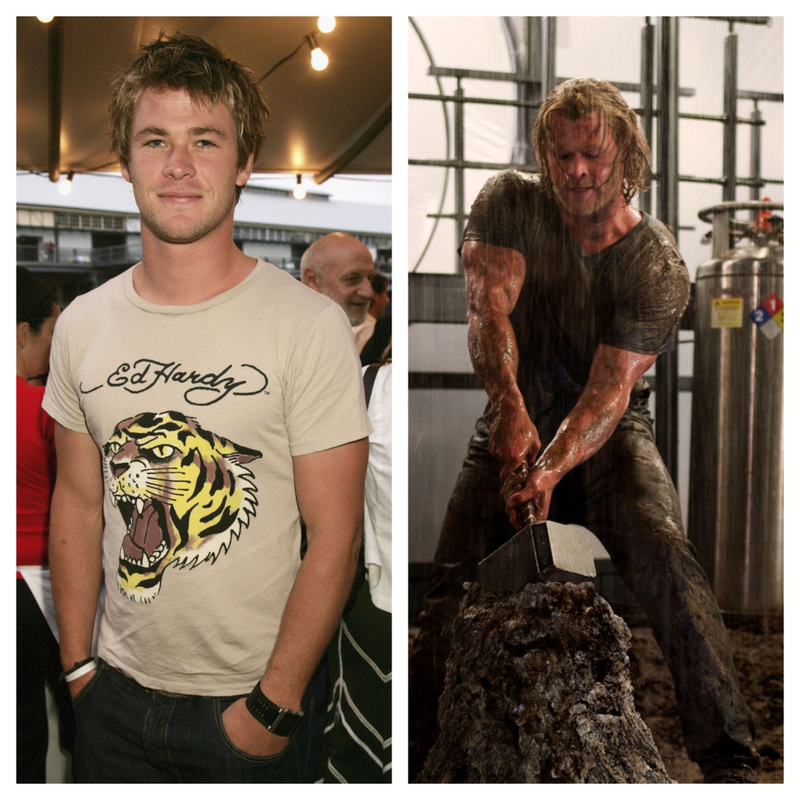 Chris Hemsworth Bulked Up for Thor | Getty Images Photo by Patrick Riviere & Alamy Stock Photo by COLLECTION CHRISTOPHEL
