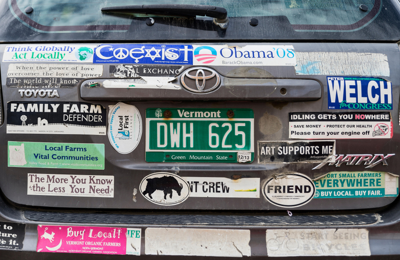Personal and Political Bumper Stickers | Alamy Stock Photo by Mira