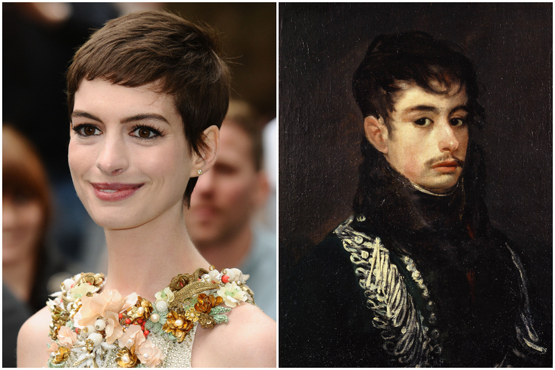 Anne Hathaway and a Francisco de Goya's Painting | Shutterstock & Alamy Stock Photo
