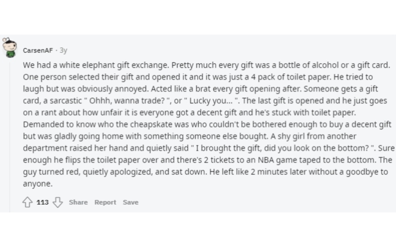 White Elephant Gift Exchange Leaves Guy Red in the Face | Reddit.com/CarsenAF