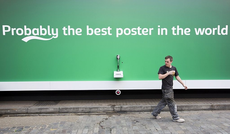 Carlsberg’s Billboard Is on-Tap | Getty Images Photo credit should read JUSTIN TALLIS/AFP 