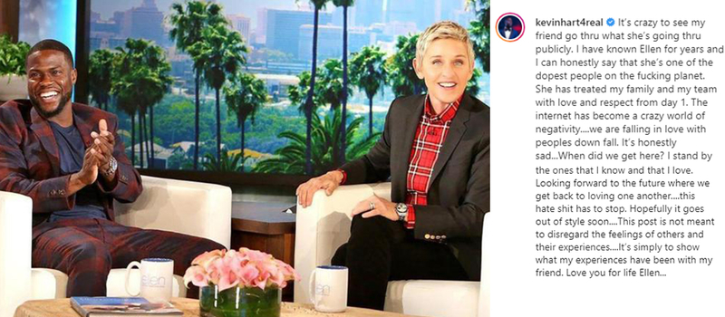 Kevin Hart Posts a Photo with DeGeneres on Instagram | Instagram/@kevinhart4real