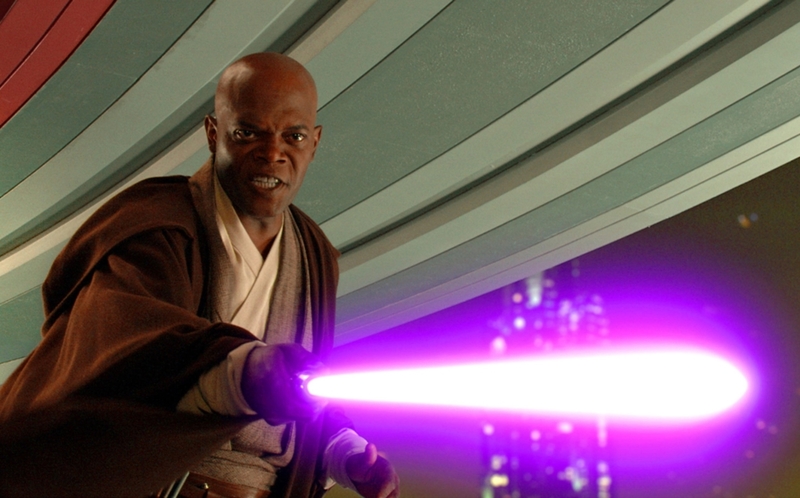Samuel L. Jackson Has the Only Purple Lightsaber in the Galaxy | Alamy Stock Photo