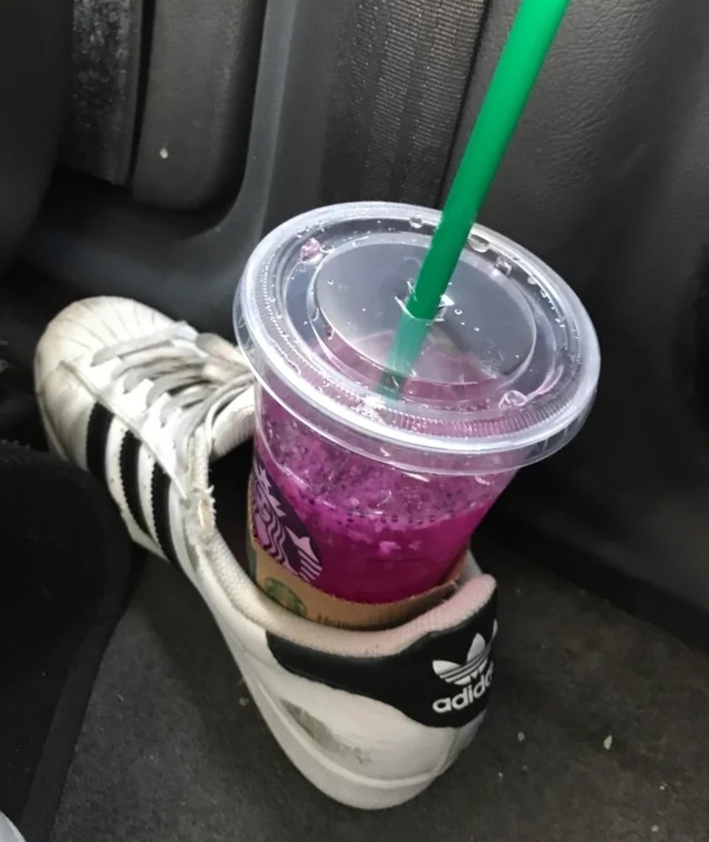 Use a Shoe as a Cup Holder to Avoid Spills | Reddit.com/ukuleleandcacti