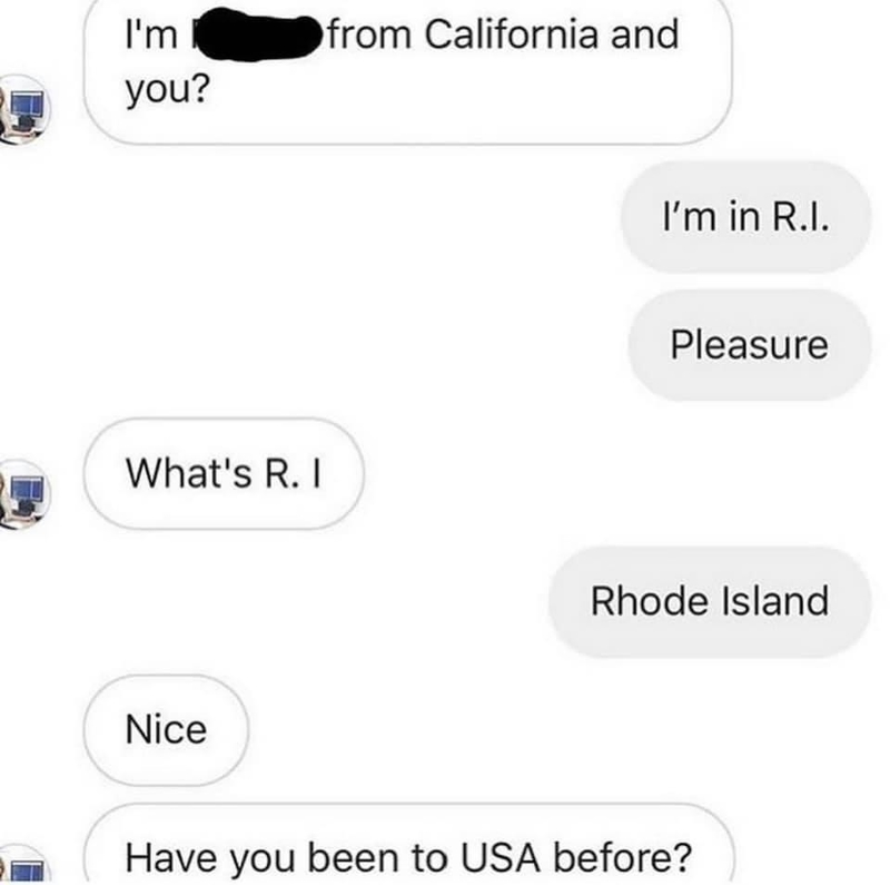 Rhode Island as a Foreign Country | Reddit.com/Anonymous