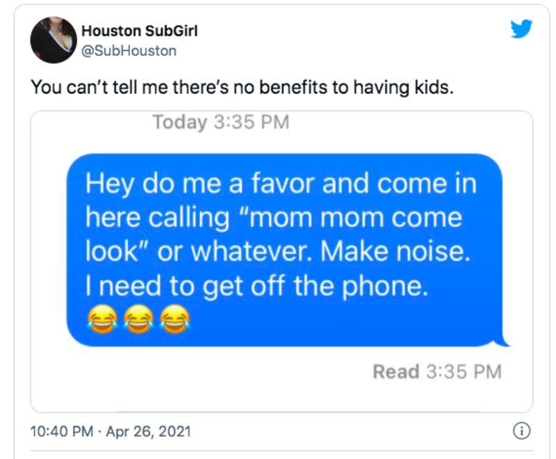 The Benefits of Having Kids | Twitter/@SubHouston