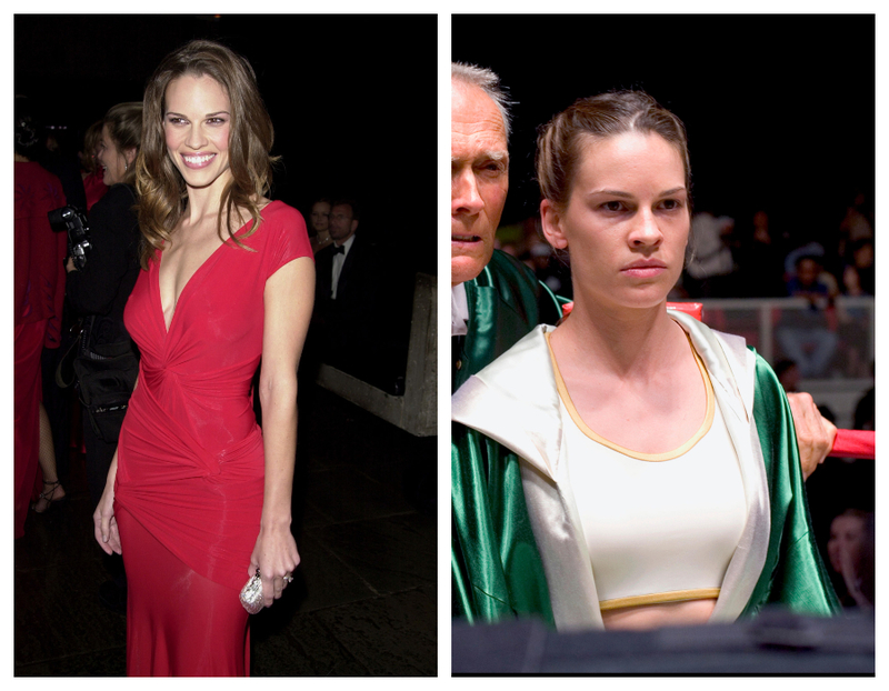 Hilary Swank Transforms for ‘Million Dollar Baby’ in Just 90 Days | Getty Images Photo by Djamilla Rosa Cochran/WireImage & Alamy Stock Photo by TCD/Prod.DB