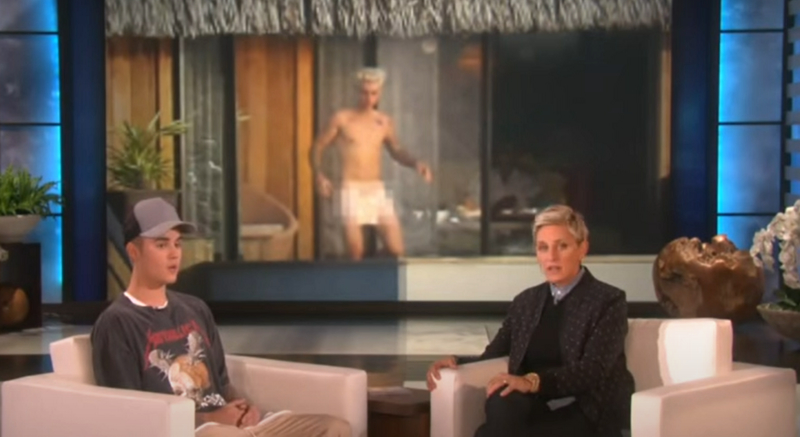 Justin’s Revealing Photos Shown by Ellen DeGeneres | Youtube.com/JustinBieberVEVOs