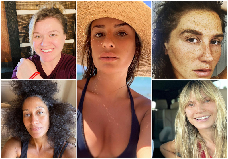 Even More Celebrities Who Look Stunning Without Makeup | Instagram/@kellyclarkson & @traceeellisross & @leamichele & @iiswhoiis & @heidiklum