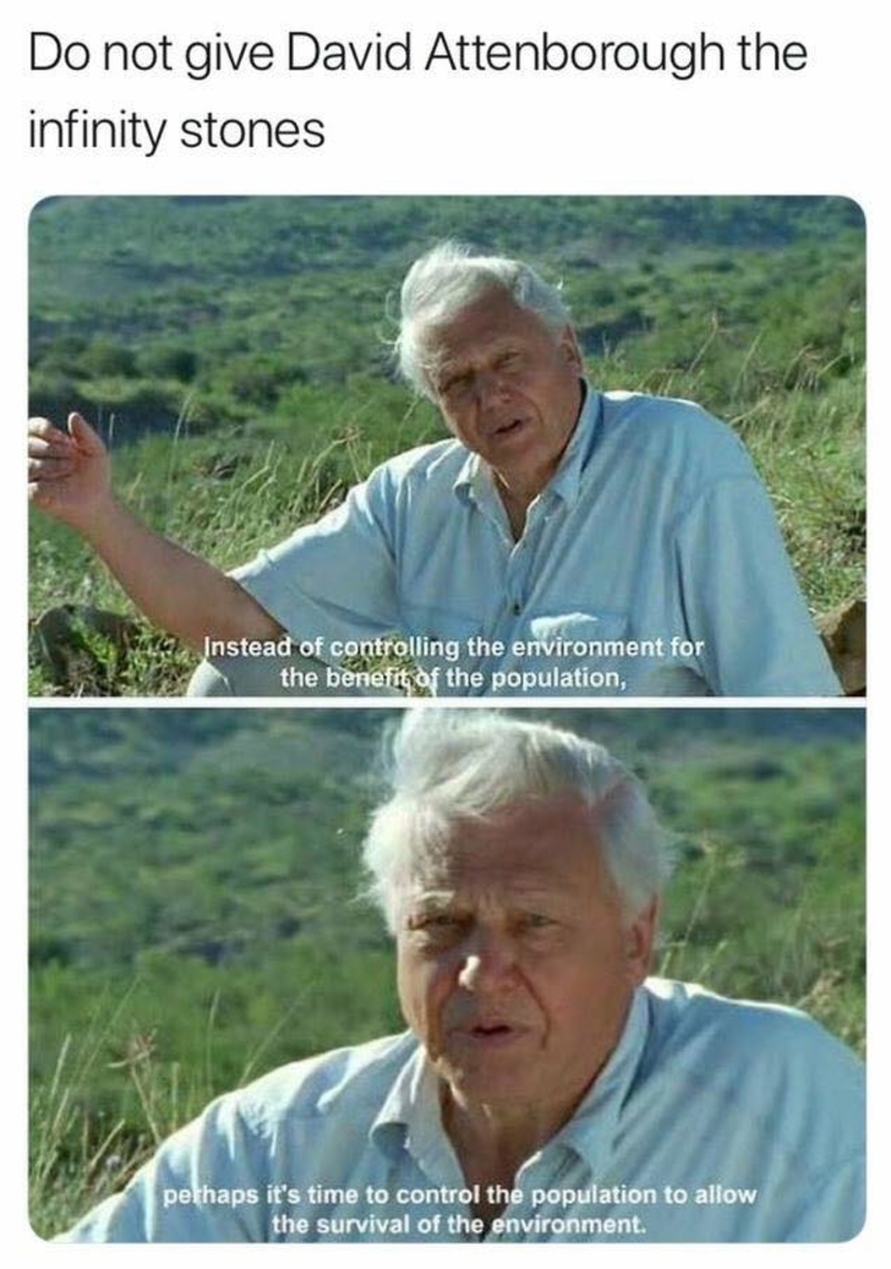 David Attenborough Is Thanos Without the Purple | Facebook/@JustMarvelMemes