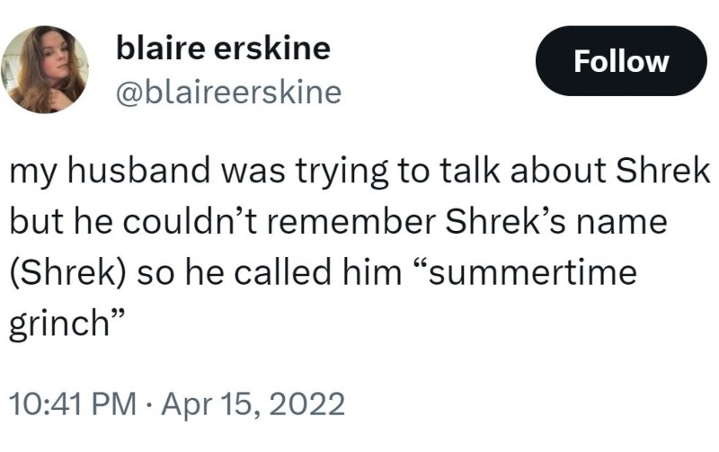 How Do You Forget SHREK?! | Twitter/@blaireerskine