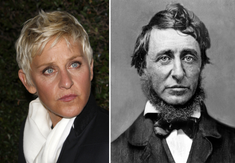 Ellen DeGeneres and Henry David Thoreau | Shutterstock & Alamy Stock Photo