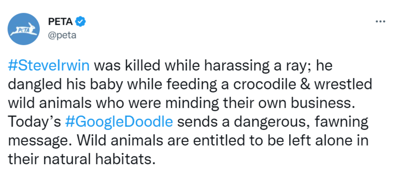 PETA Continues to Hate Steve | Twitter/@peta