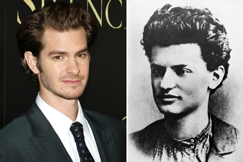 Andrew Garfield y León Trotsky | Tinseltown/Shutterstock & Getty Images Photo by TASS