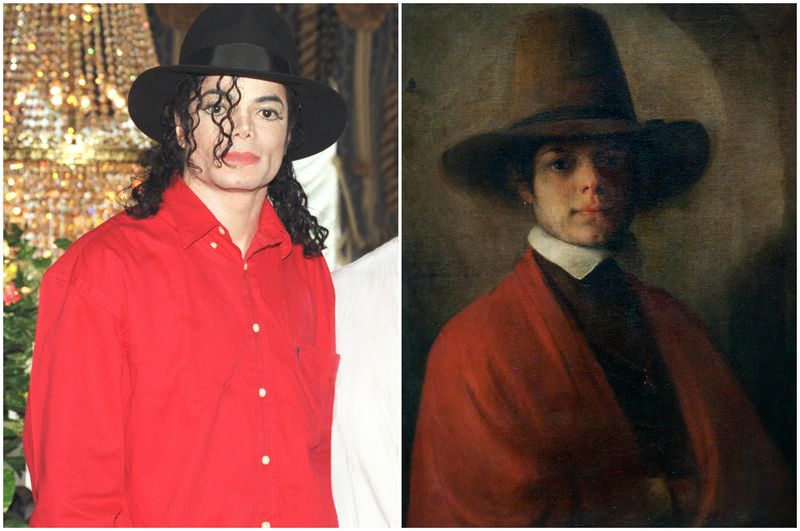 Michael Jackson y la pintura del pintor holandés Barent Fabritius | Getty Images Photo by Phil Dent/Redferns & Alamy Stock Photo by Peter Horree 