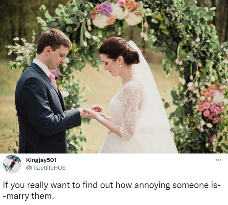A Good Reason to Get Married | Shutterstock & Twitter/@ITsJetlifeHOE