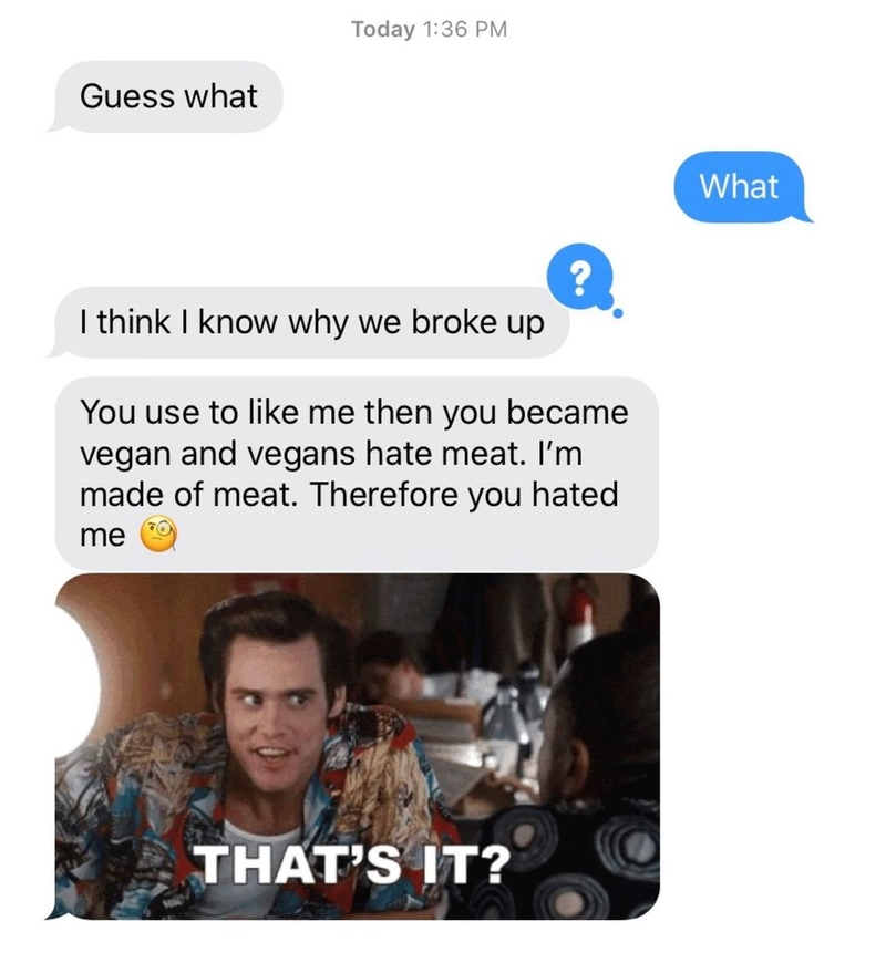 That’s Not How Veganism Works | Instagram/@textsfromyourex