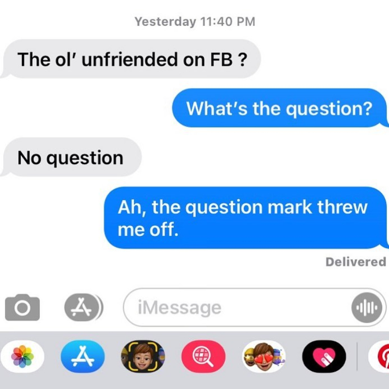 What's With the Question Mark? | Instagram/@textsfromyourex