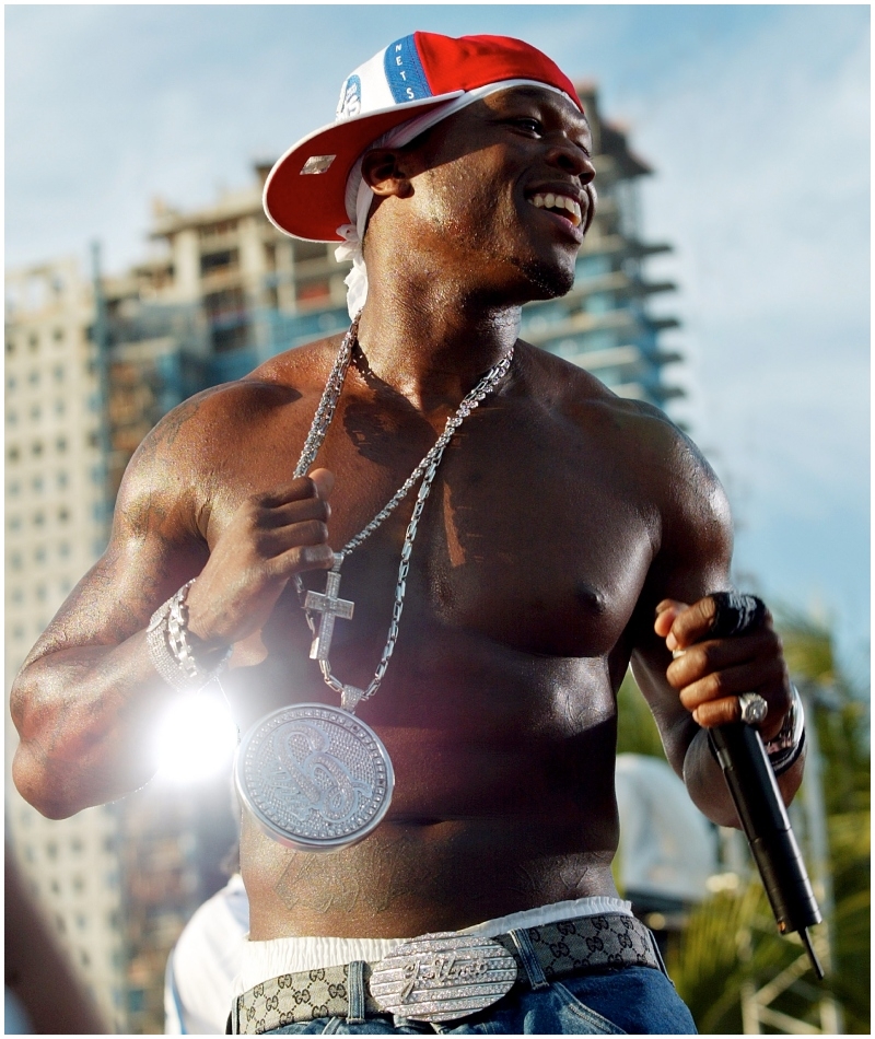 50 Cent Sparkles Like His Diamond Chains – 2003 | Getty Images Photo by Scott Gries