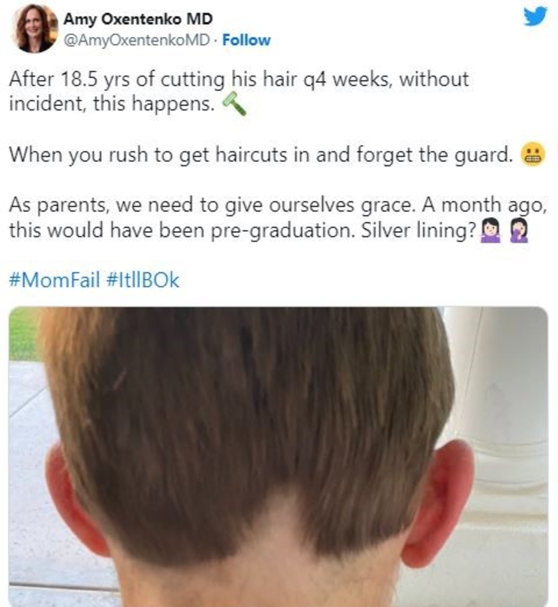 The Mom Whose Haircut Went Awry | Twitter/@AmyOxentenkoMD