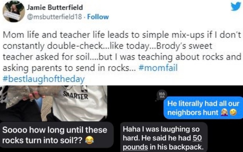 The Mom Who Mixed Up Rocks and Soil | Twitter/@msbutterfield18