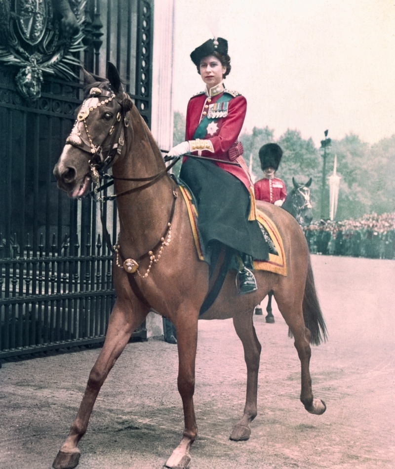 Princess Elizabeth at a Trooping the Color Ceremony | Getty Images Photo by Bettmann 