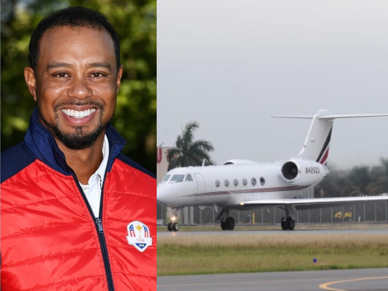 Tiger Woods – Gulfstream G550, Estimated $53.5 Million | Getty Images Photo by Ross Kinnaird & Larry Marano