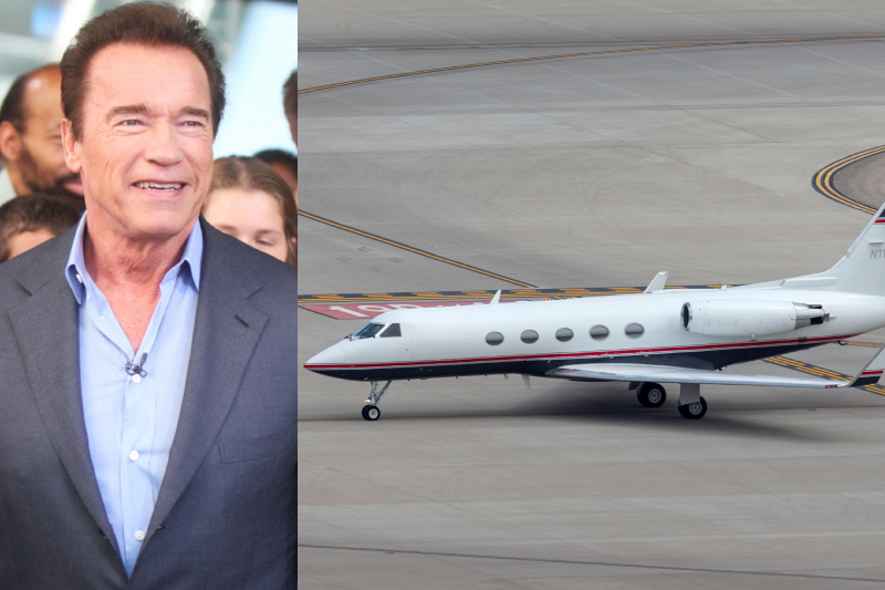 Arnold Schwarzenegger – Gulfstream III, Estimated $35 Million | Alamy Stock Photo by Rw/Media Punch/Alamy Live News & Aviation Visuals