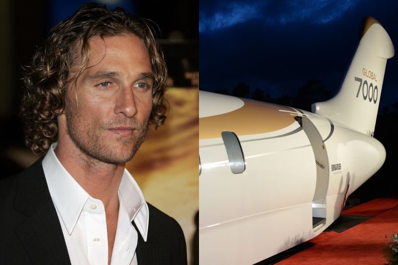 Matthew McConaughey – Bombardier Global 7000, Estimated $72.8 Million | Alamy Stock Photo by Allstar Picture Library Ltd & Getty Images Photo by Michael Kovac