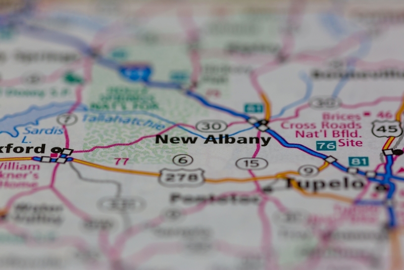 Mississippi: New Albany | Alamy Stock Photo by GH Maps