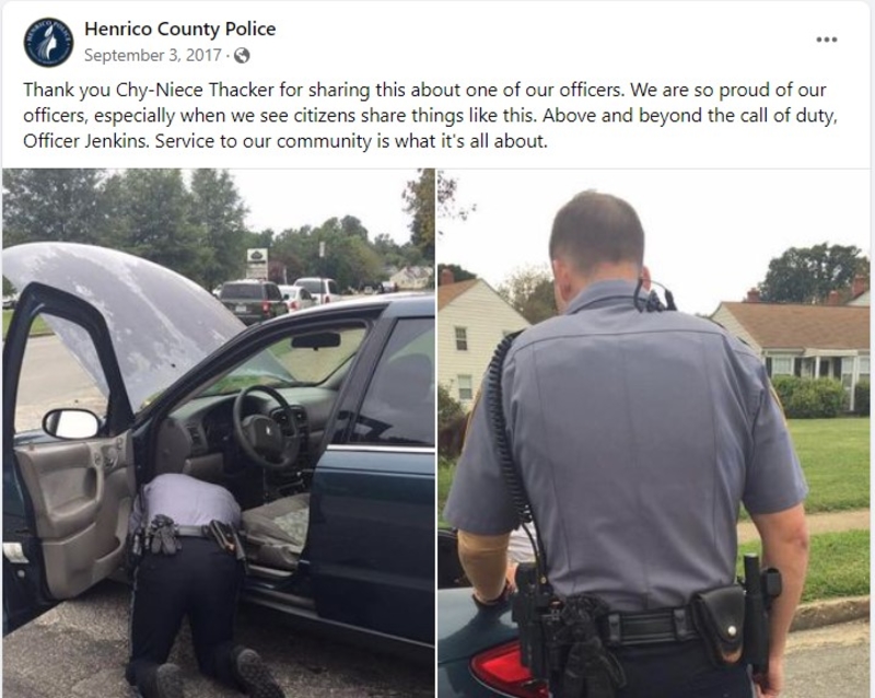 The Country Police Reaction | Facebook/@HenricoCountyPolice
