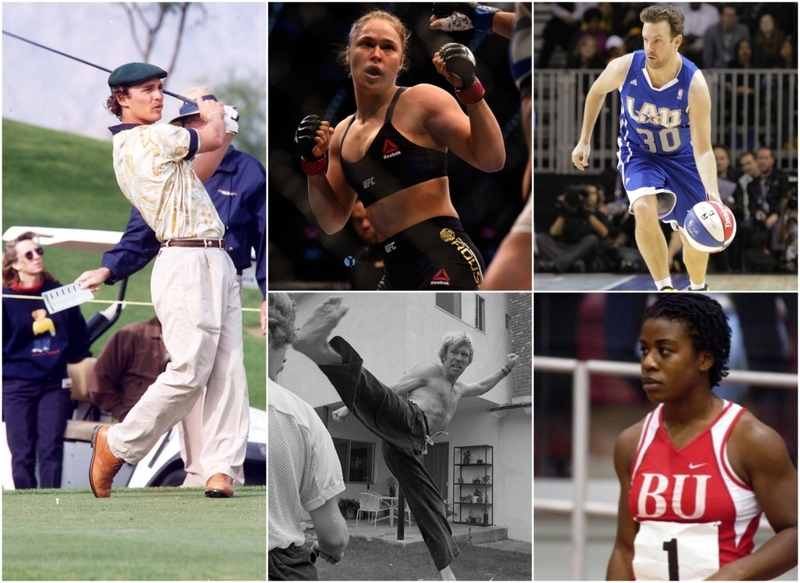 Más celebridades que fueron estrellas del deporte primero | Getty Images Photo by Jeff Kravitz/FilmMagic & Jeff Bottari/Zuffa LLC & Noel Vasquez & Nik Wheeler/Corbis & Instagram/@uzoaduba