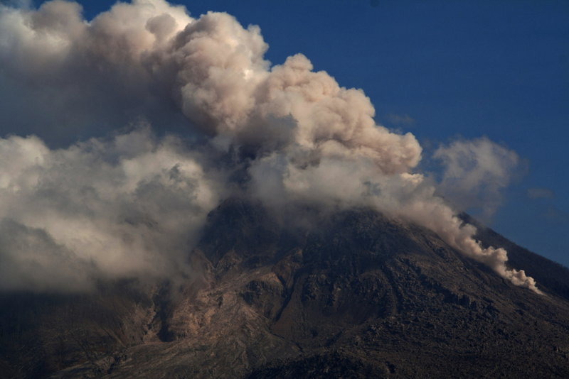 Smoking volcano on Mount Sinaburg | Alamy Stock Photo by Sijori Images/ZUMA Wire/ZUMA Press, Inc./Alamy Live News