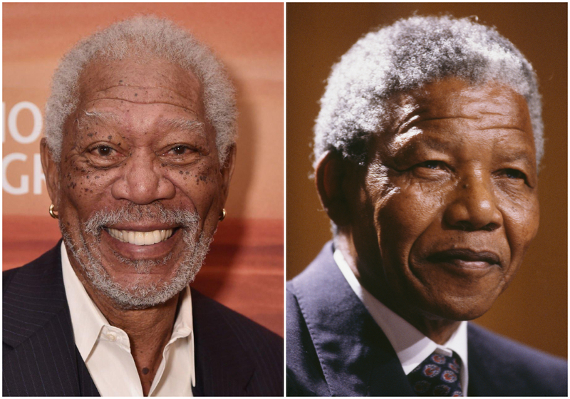 Morgan Freeman and Nelson Mandela | Getty Images Photo by Bryan Bedder & Georges De Keerle