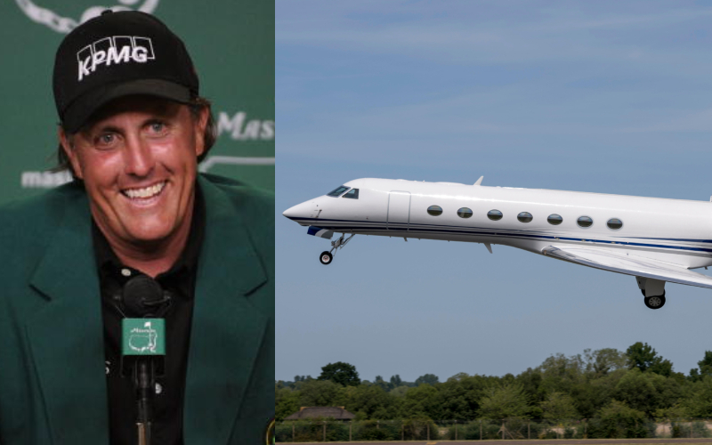 Phil Mickelson – Gulfstream V, Estimated $60 Million | Getty Images Photo by Harry How & Alamy Stock Photo by Bob Sharples