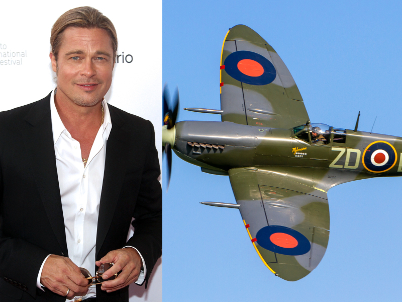 Brad Pitt – Supermarine Spitfire, Estimated $3.3 Million | Getty Images Photo by Isaiah Trickey/FilmMagic & Shutterstock